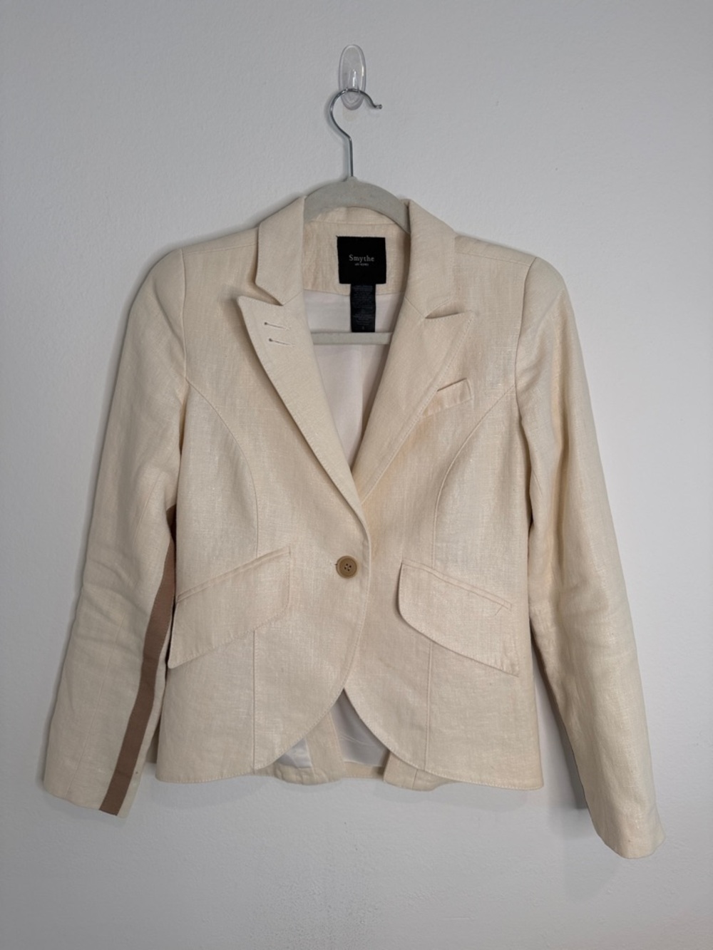 Smythe Ivory Linen Single-Button Tailored Blazer